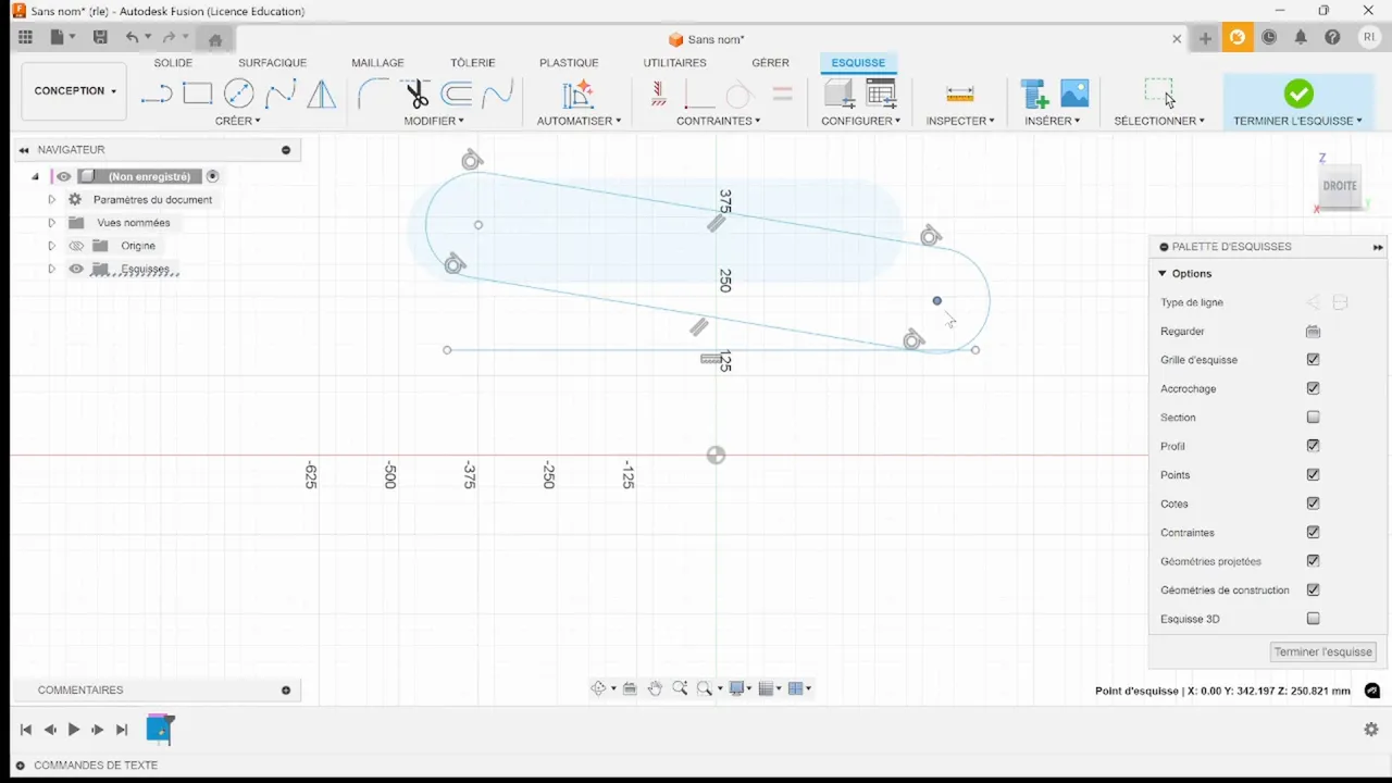 Suppression d'une contrainte horizontale pour permettre une inclinaison