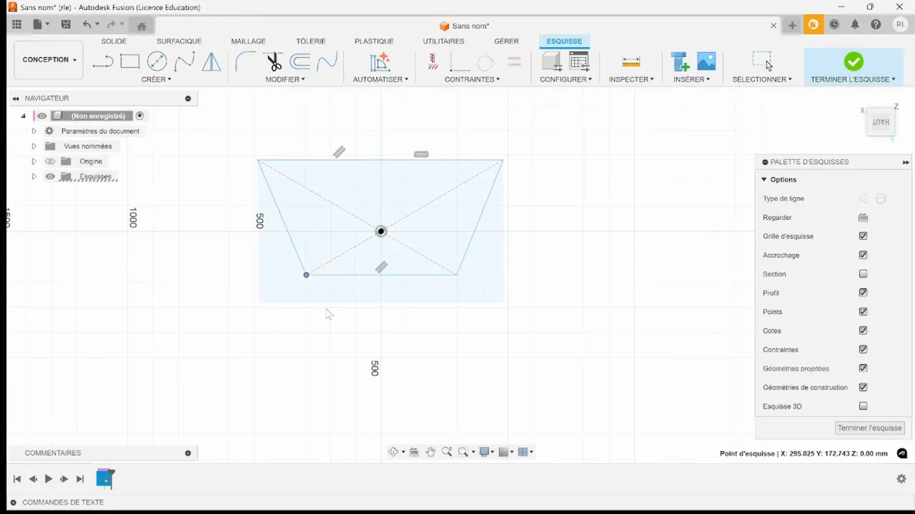 Suppression d'une contrainte automatique dans l'esquisse