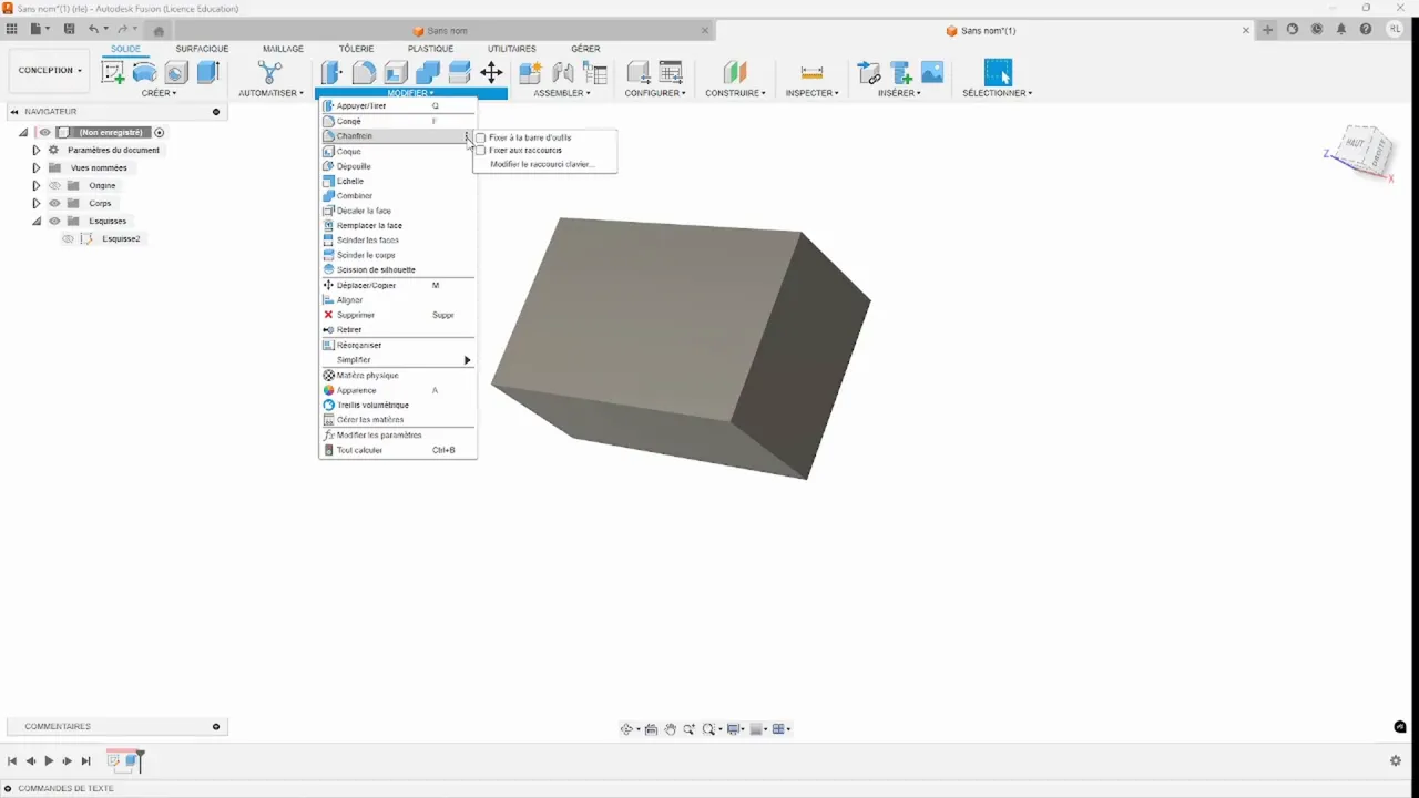 Épingler un outil à la barre d'outils via les trois points