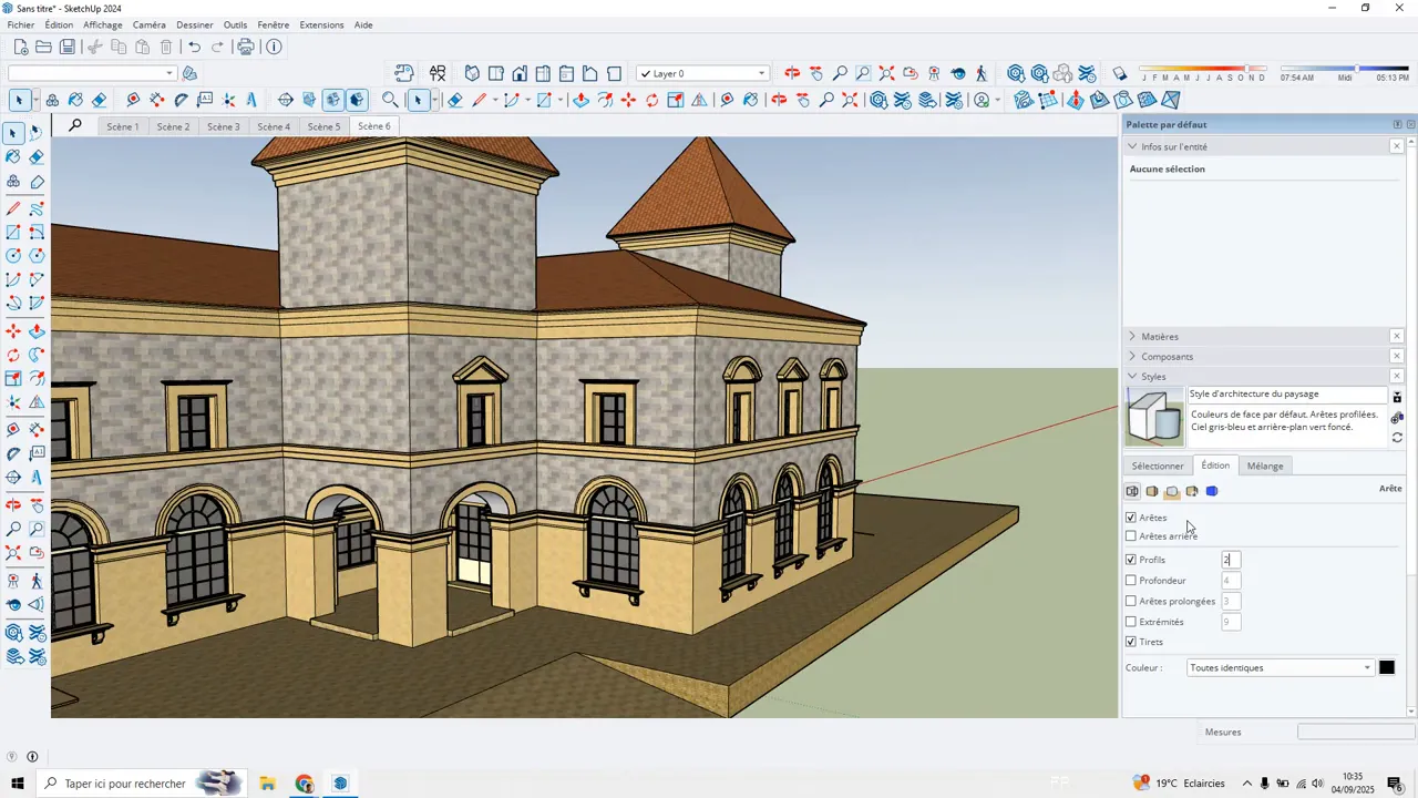 Panneau Styles avec options d'arêtes et de profils