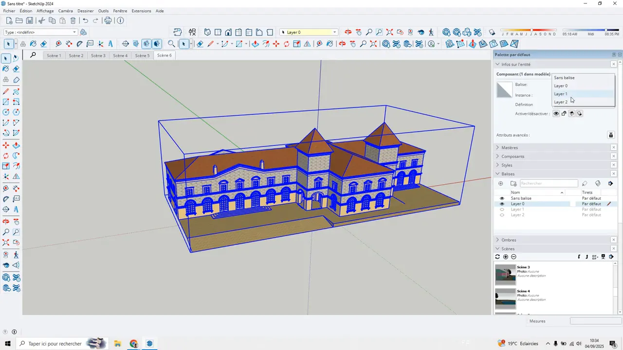Panneau Tags / Calques dans SketchUp
