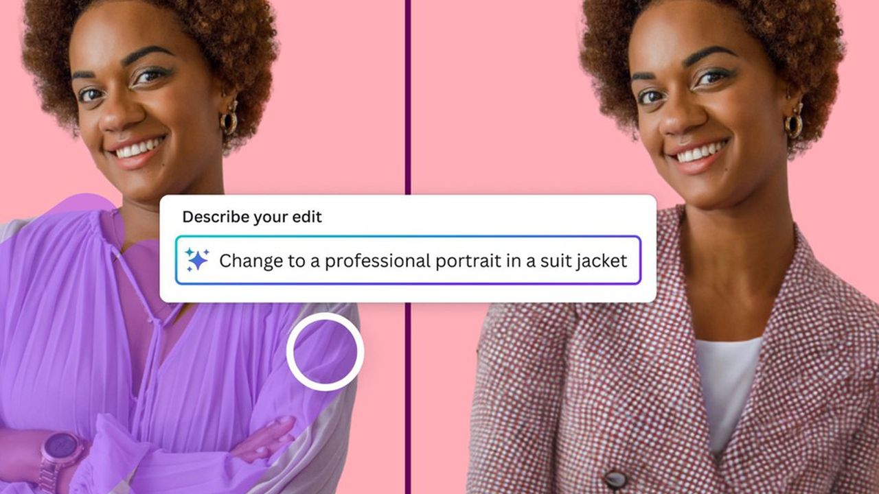 Intelligence artificielle : Canva dévoile sa réplique à Photoshop | Les  Echos