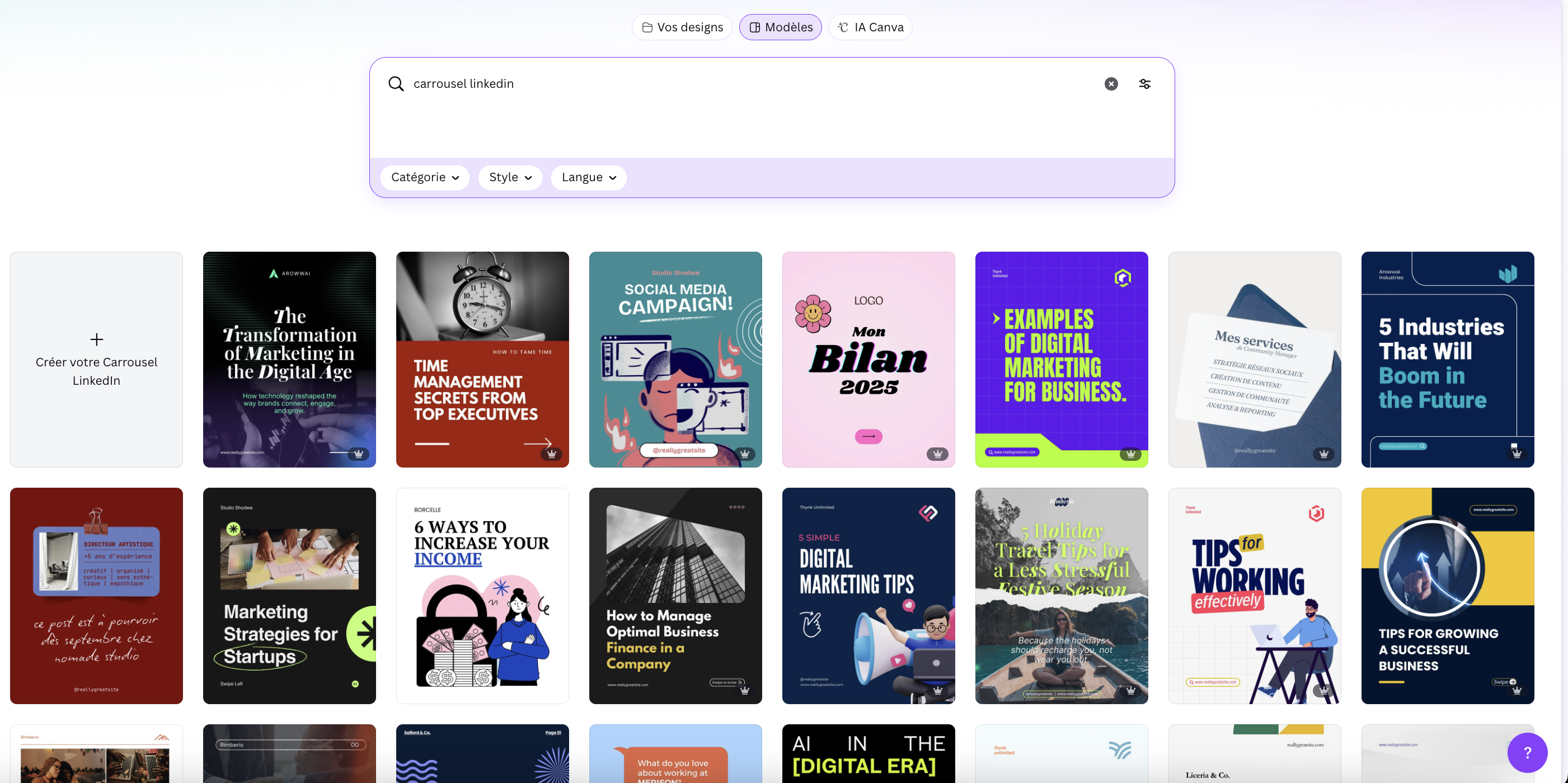 créer un carrousel linkedinavec canva