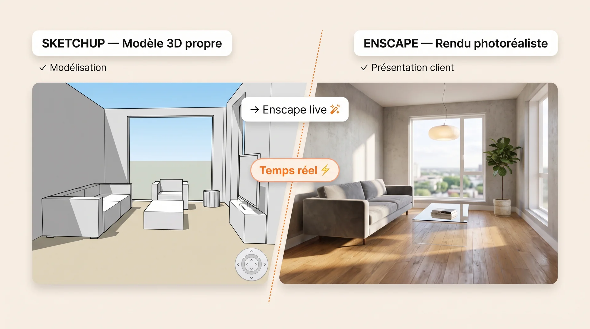 utilisation d'enscape pour rendu photorealiste