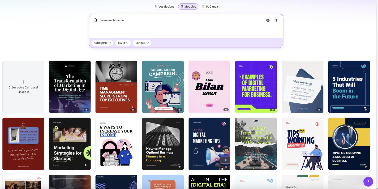 créer un carrousel linkedinavec canva
