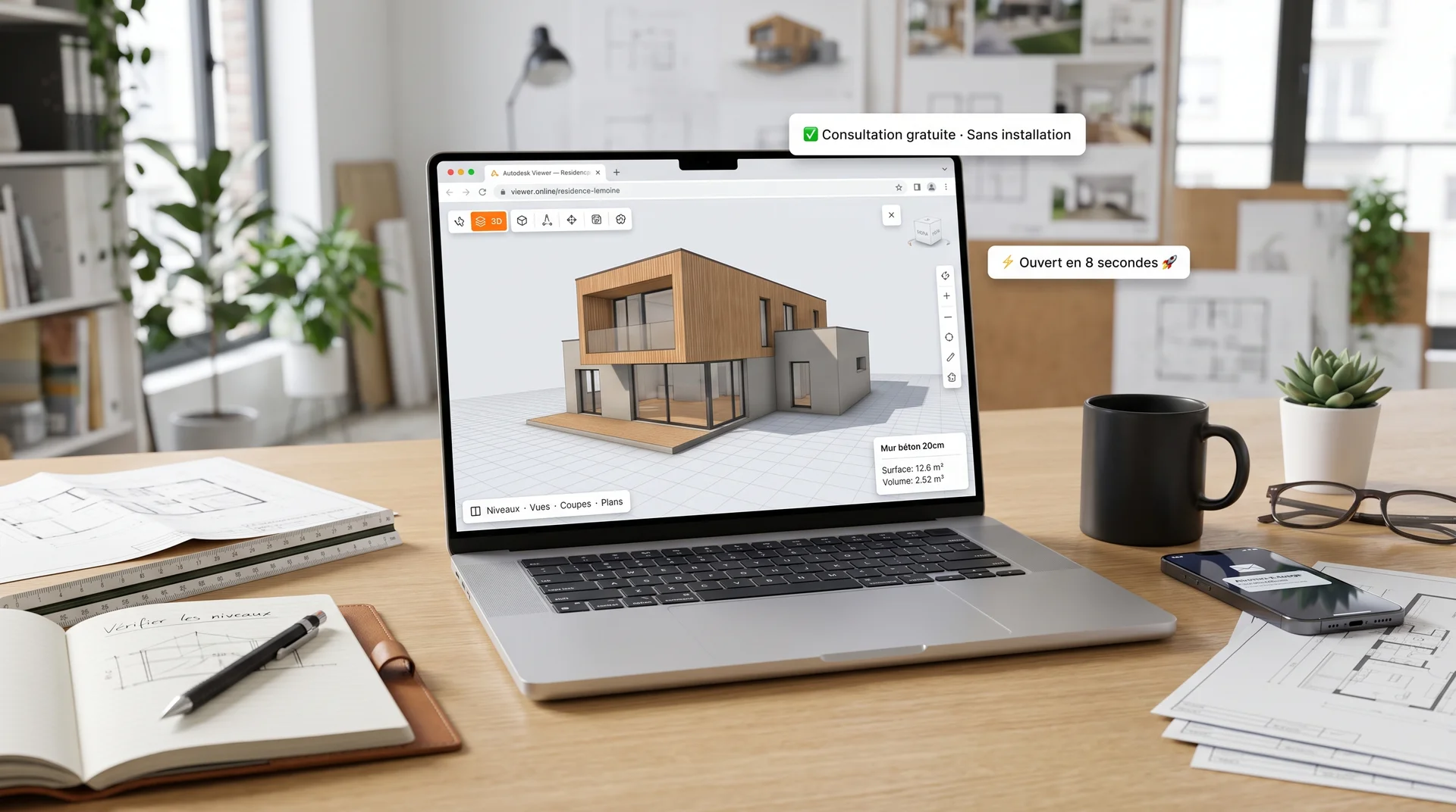 ordinateur avec fichier revit 
