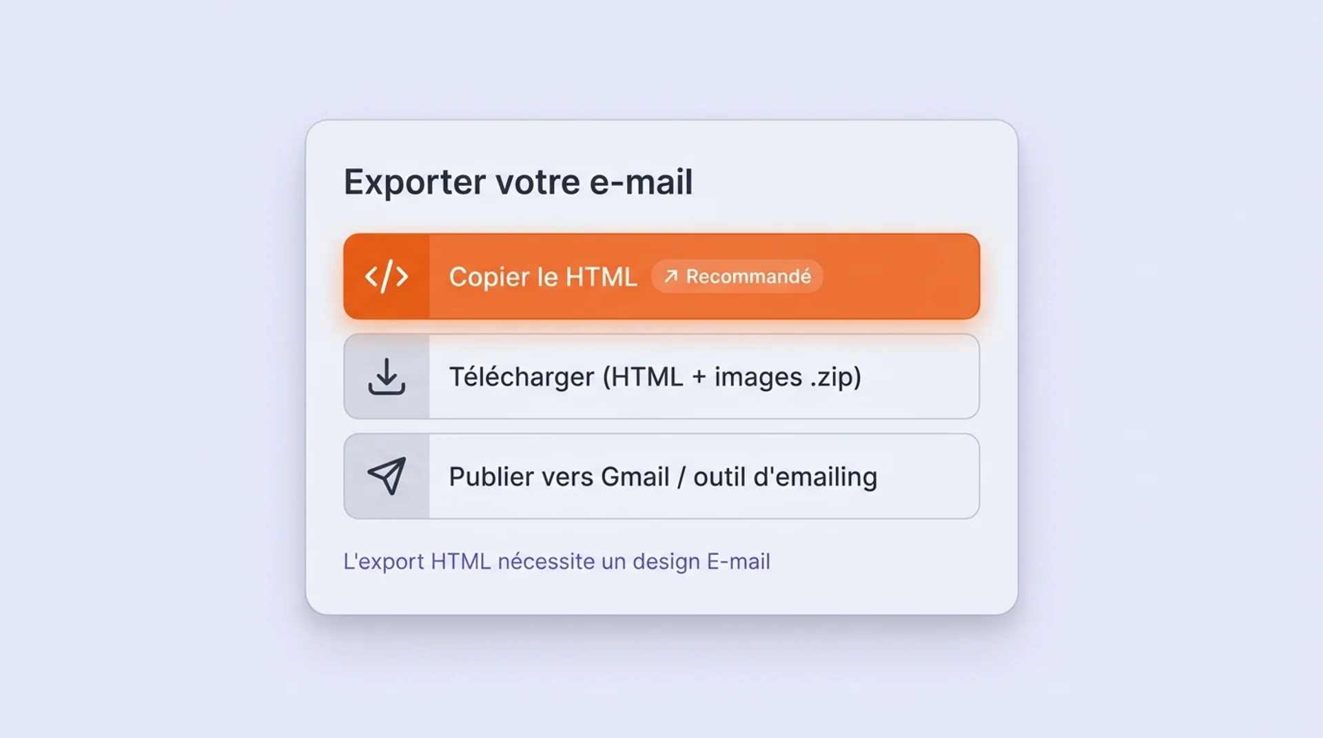 export de l'e-mail avec canva