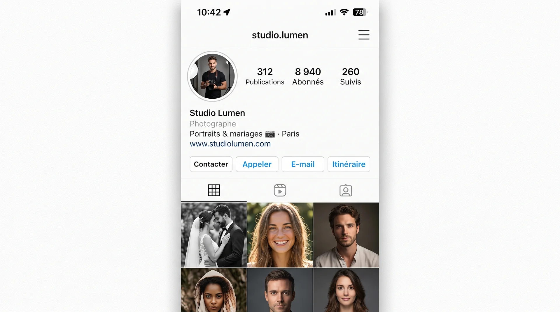 cta sur un compte pro instagram