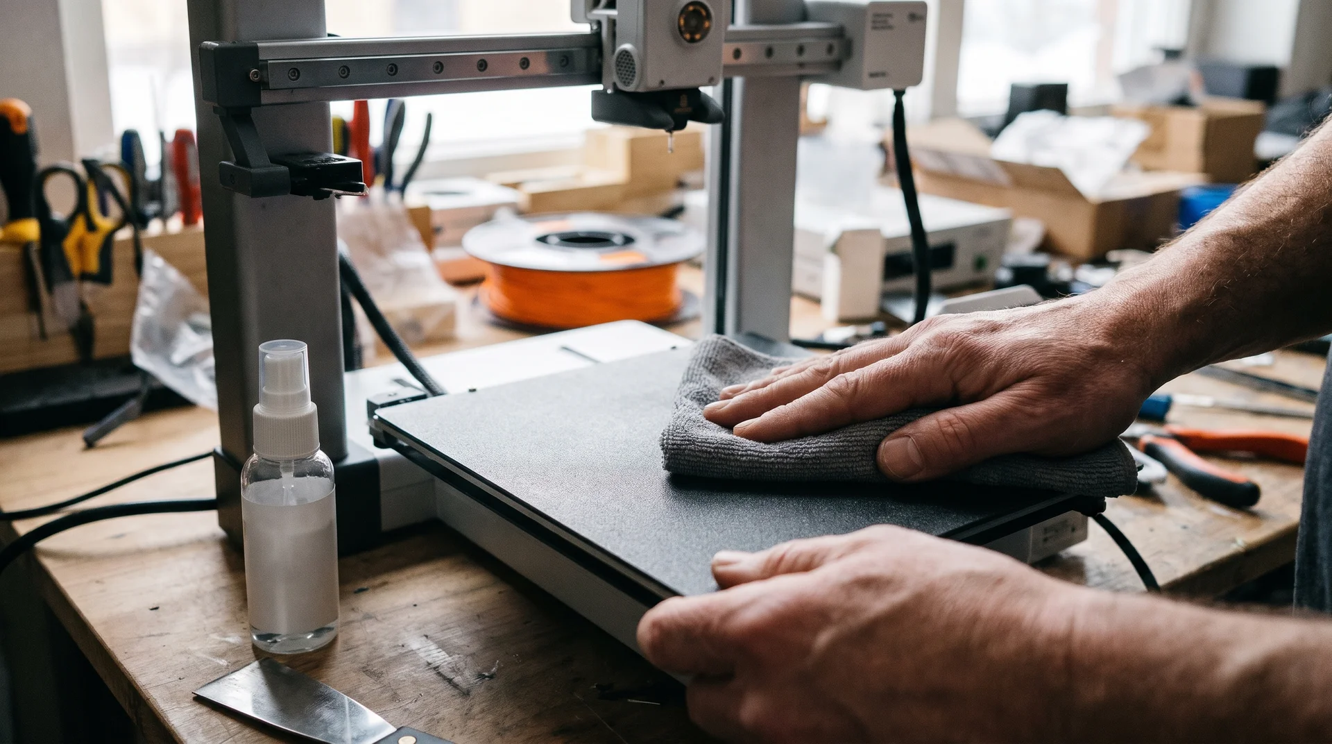 nettoyage du plateau d'une imprirmante 3d