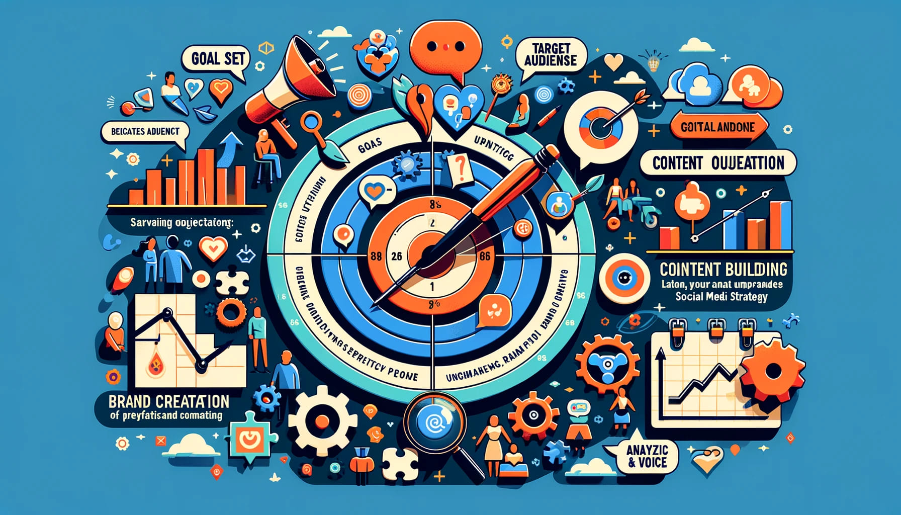 A data visualization infographic showcasing the key components of a winning social media strategy for startups.