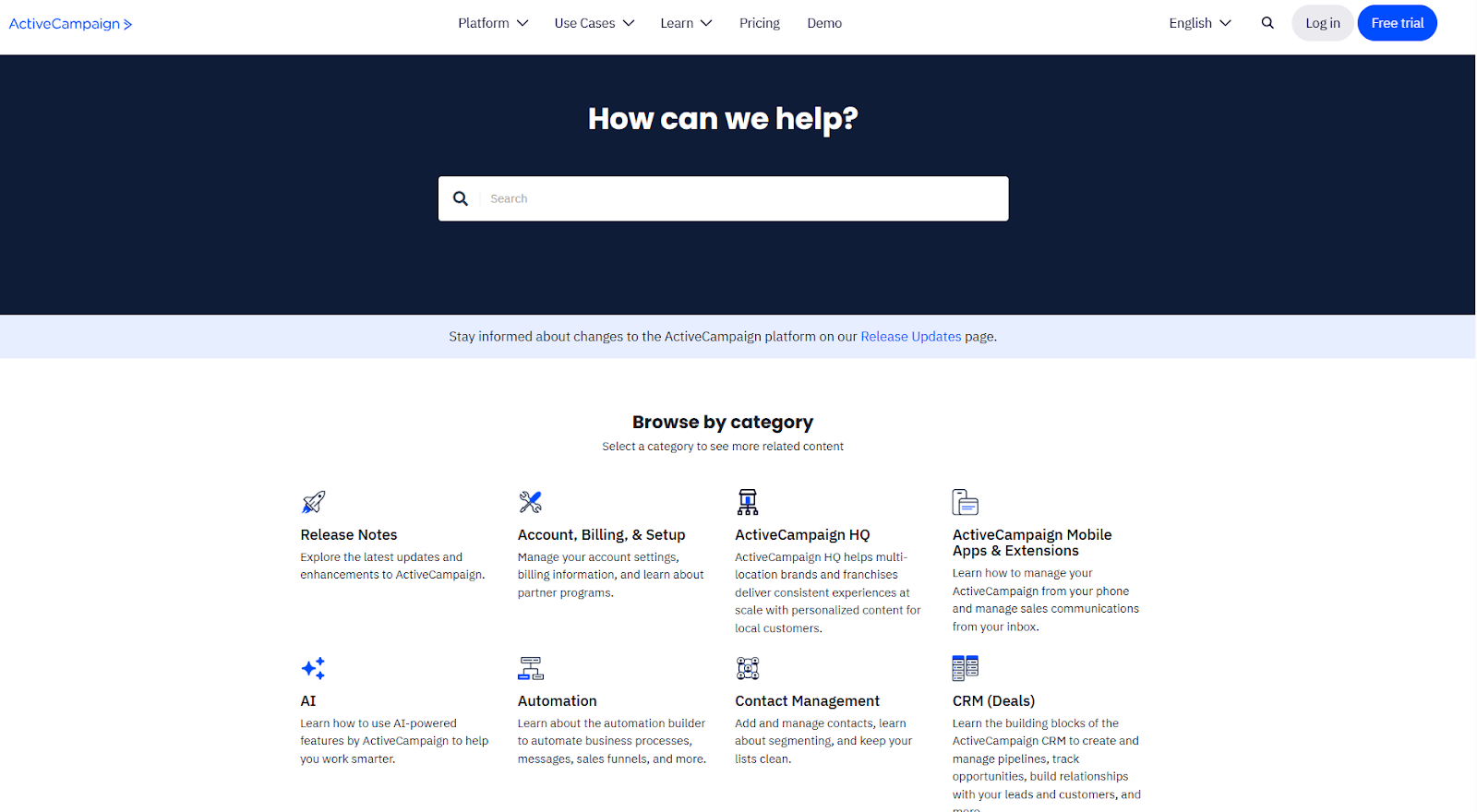 The ActiveCampaign support page, being reviewed by Day by Day