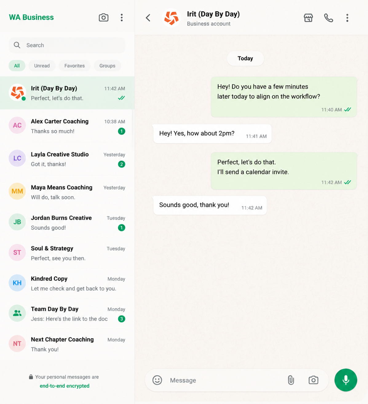 Sample image of whatsapp interface