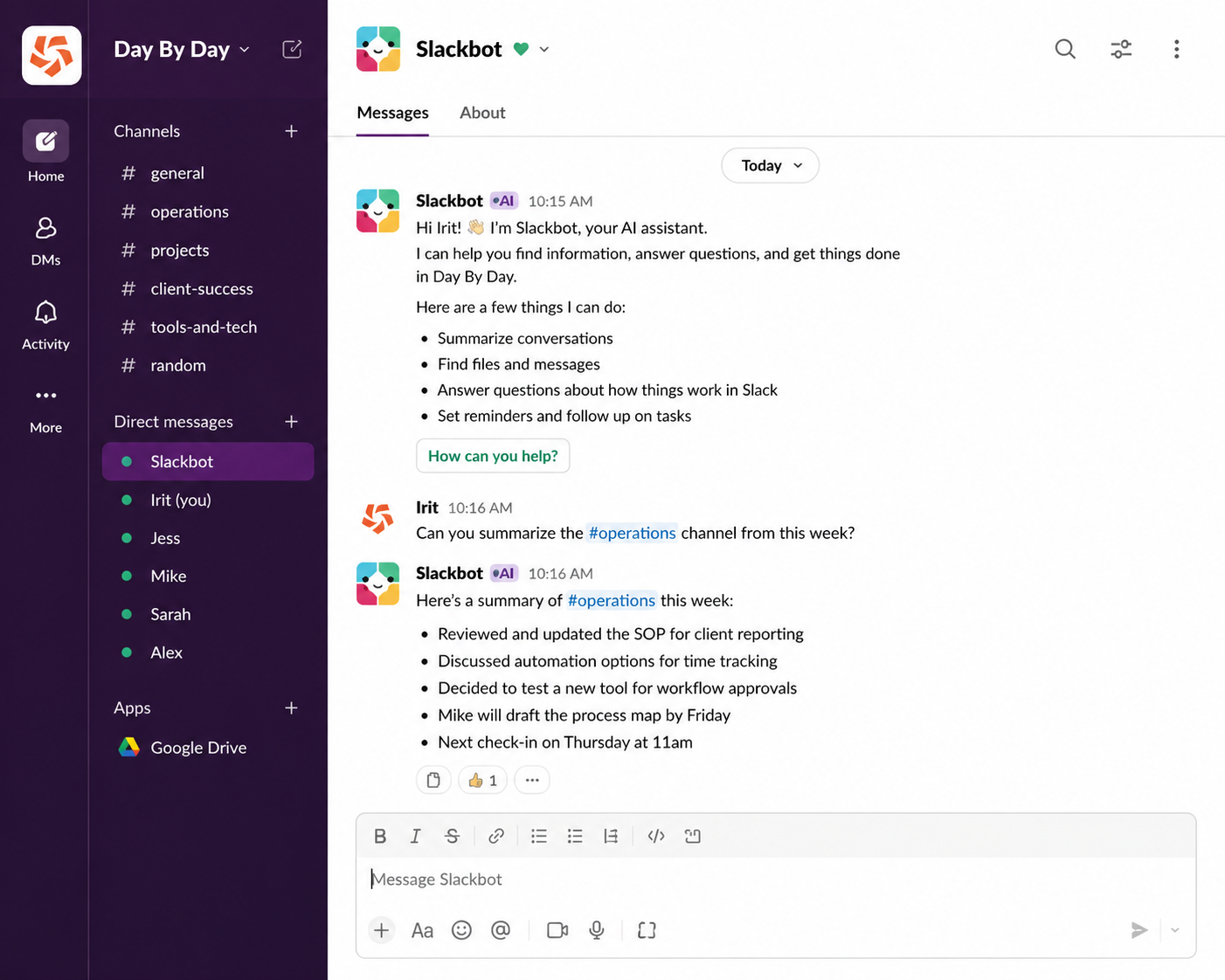 Slack's new AI assistant, Slackbot