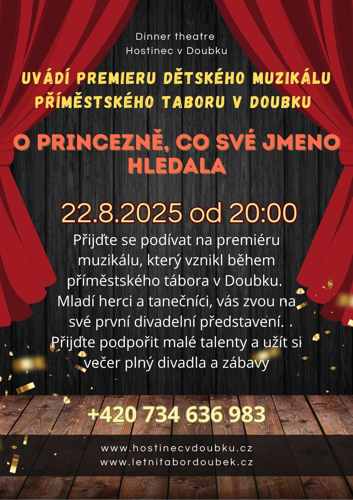 Premiéra dětského muzikálu v Doubku 22.8.2025 od 20 hod