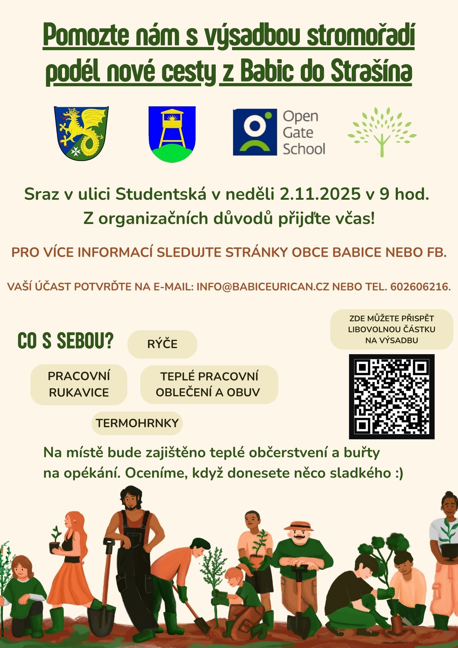 Výsadba stromořadí na nové stezce Babice-Strašín
