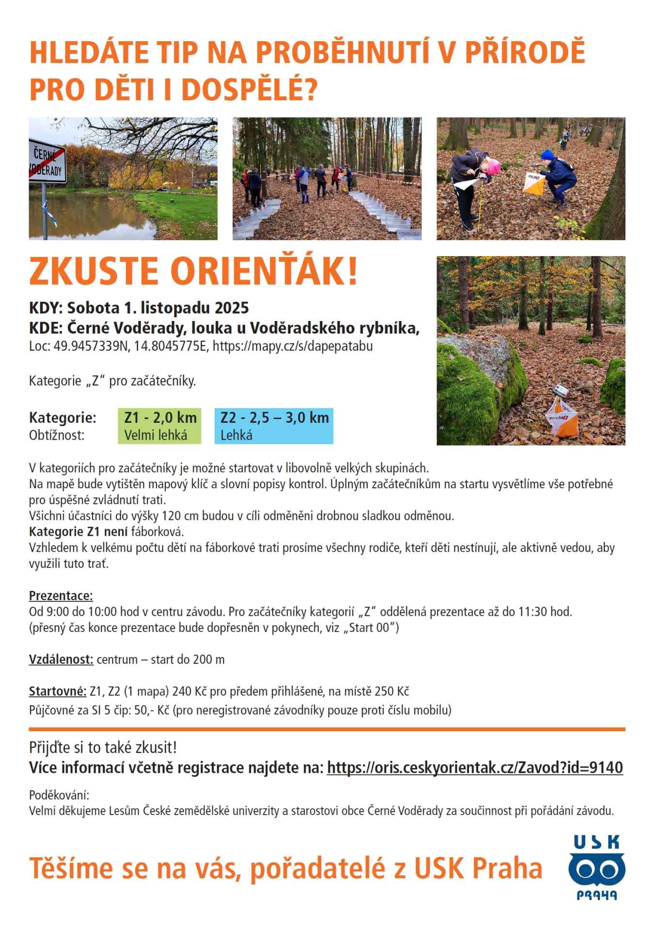 Pozvánka na orientační běh 1.11. v Černých Voděradech