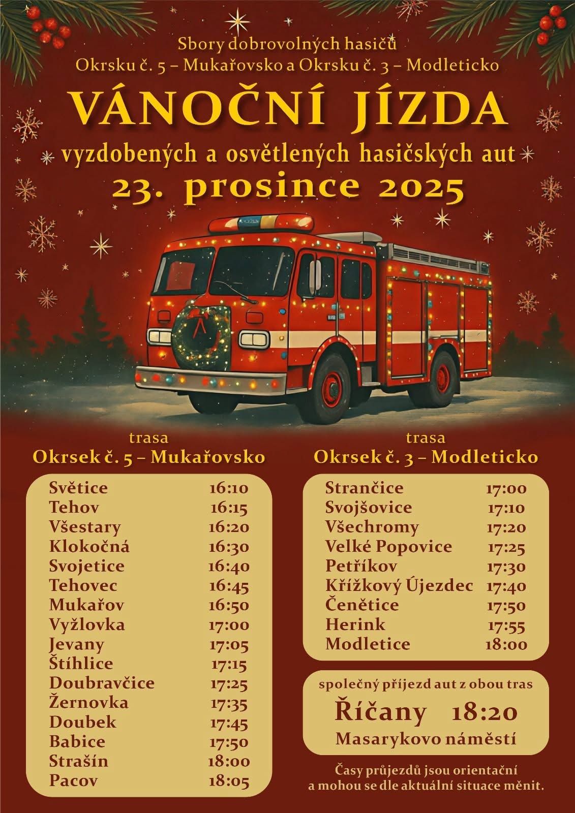 Vánoční jízda hasičských aut 23.12.2025