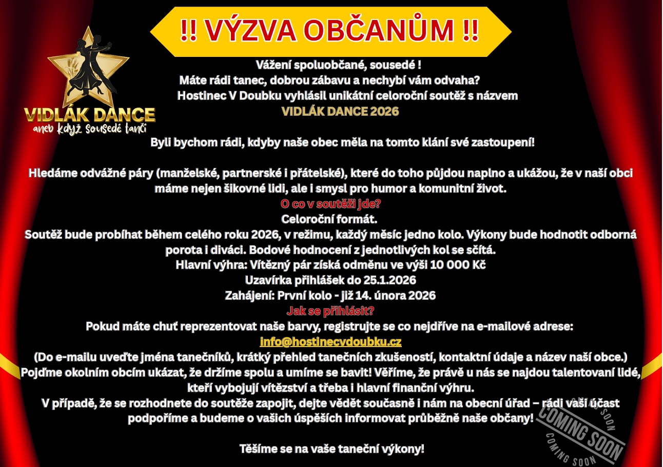 Projekt Vidlák Dance - Když sousedí tančí 2026