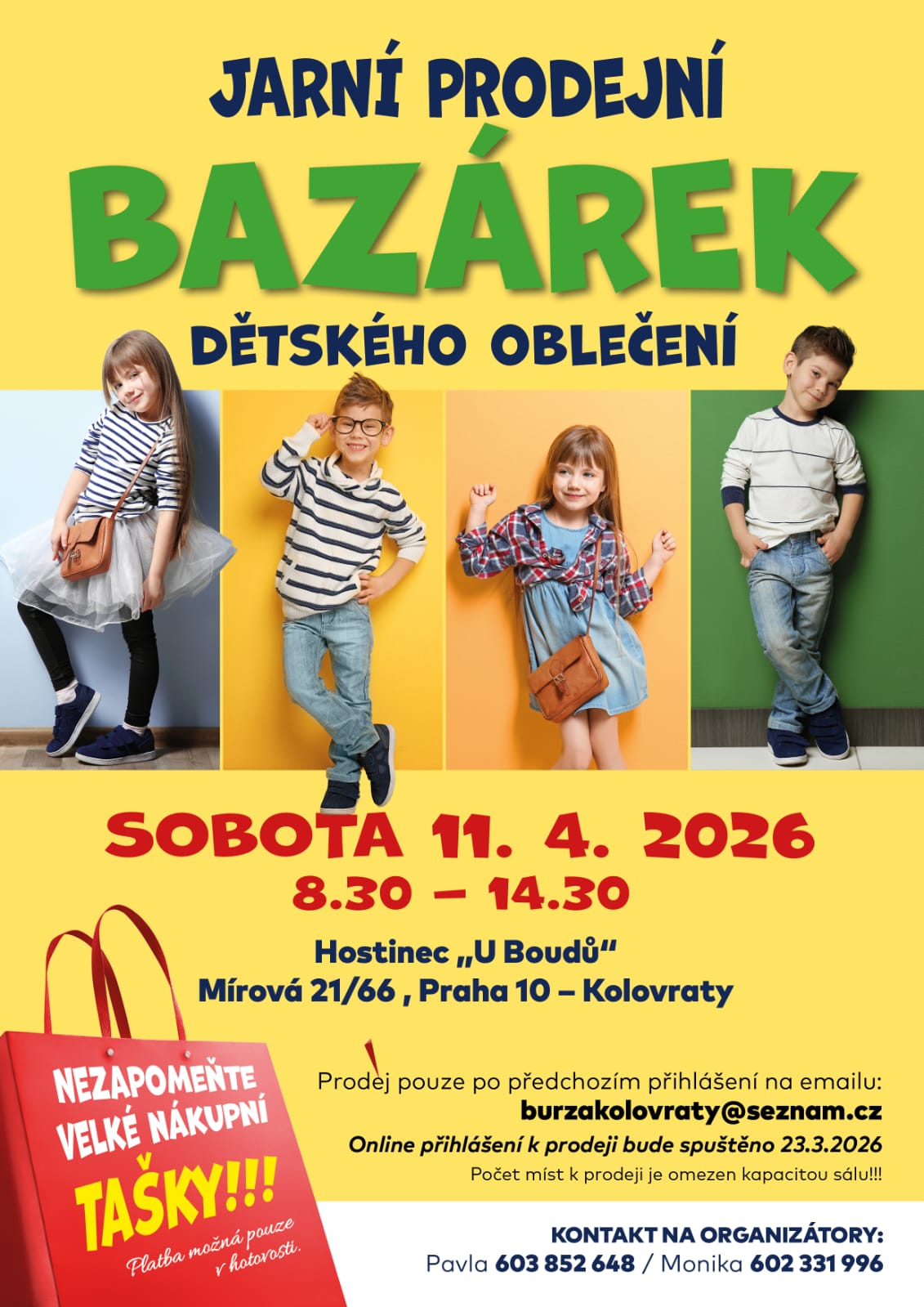 Jarní bazárek dětského oblečení v Kolovratech 11.4.2026