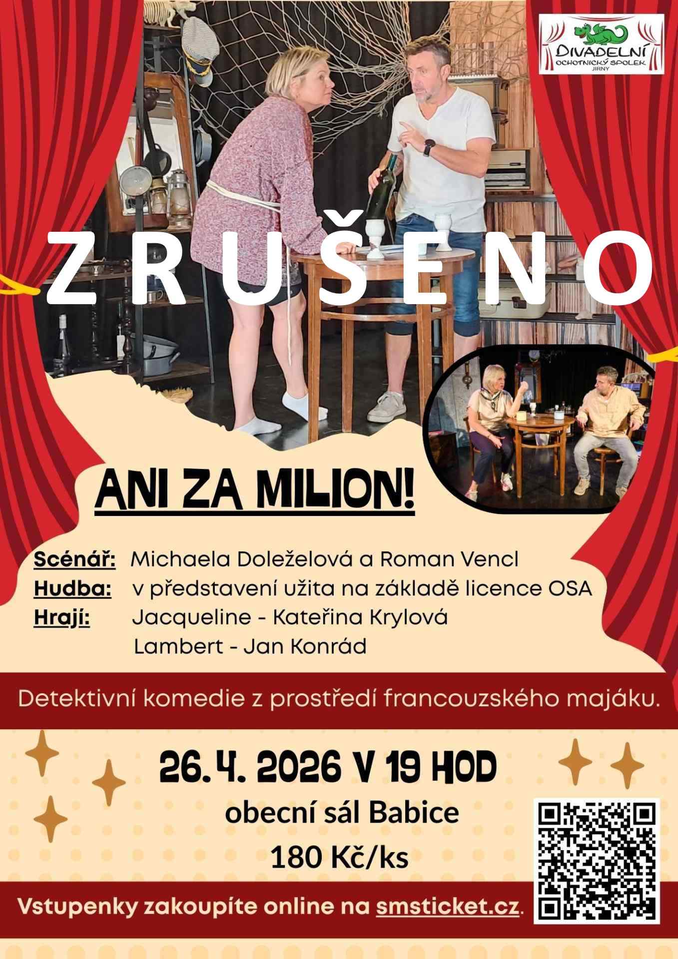 26.4. divadelní představení "Ani za milion!" - ZRUŠENO