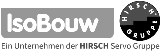 IsoBouw logo met Hirsch Gruppe cirkelvormig logo en Duitse tekst eronder.