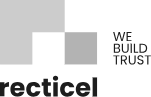 Recticel logo with the text 'WE BUILD TRUST' in black on a white background.