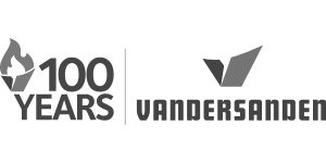 Vandersanden logo with a flame icon and text '100 YEARS VANDERSANDEN'.