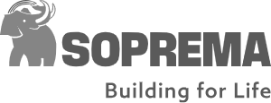 SOPREMA logo with an elephant and the slogan Building for Life.