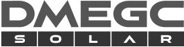 DMEGC Solar bedrijfslogo in zwart-wit met gestileerde letters.