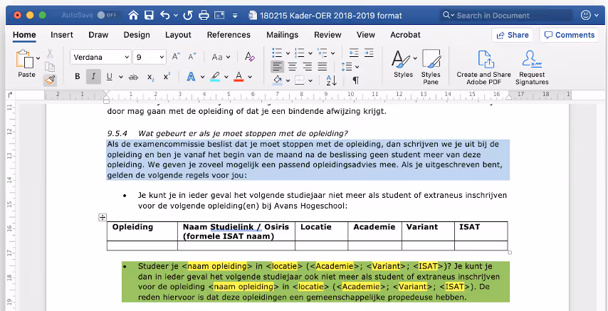OER Document in Microsoft Word