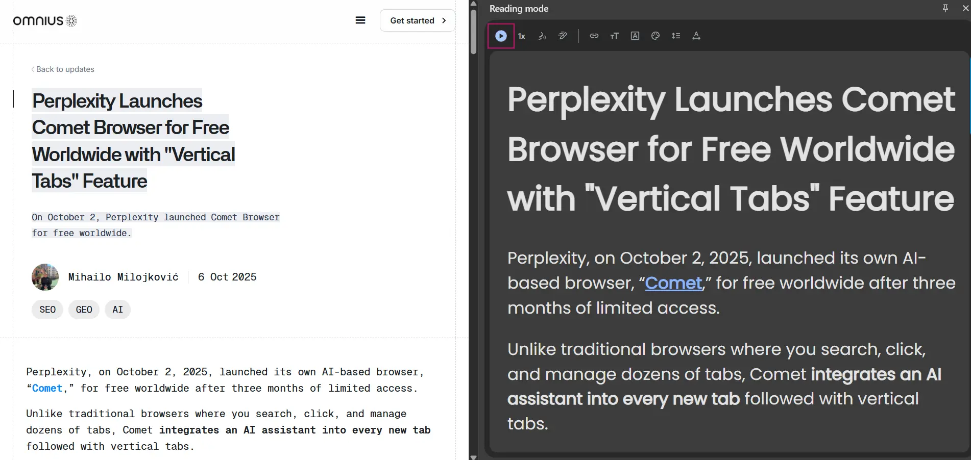 "Read Aloud" Google Feature Activated
