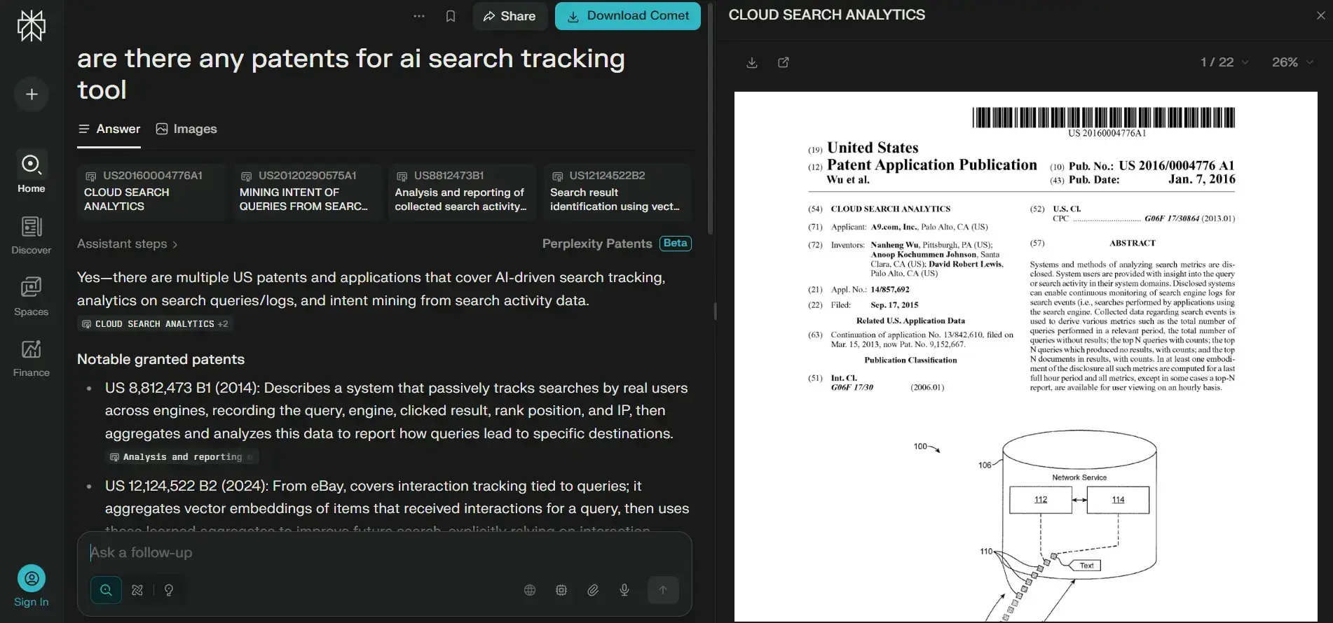 perplexity ai search patent example