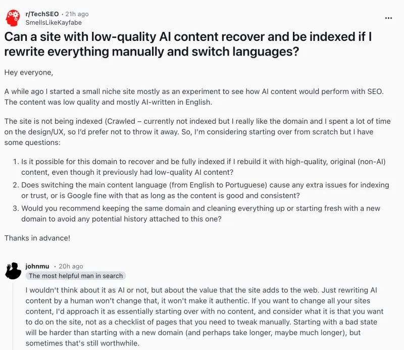 Google's Mueller Conversation in Reddit