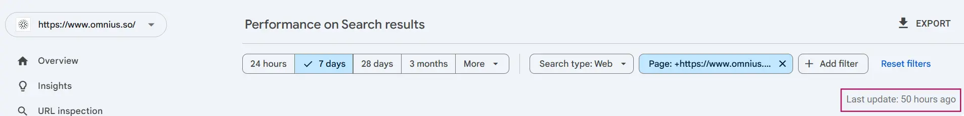 last update preview in Google Search Console