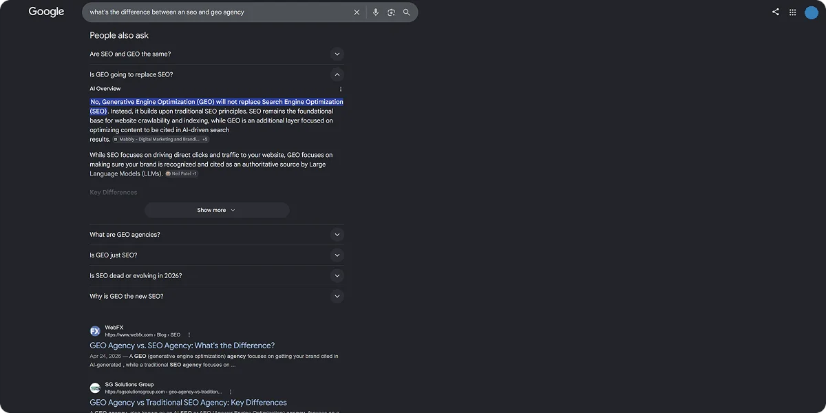 Difference serp example answer