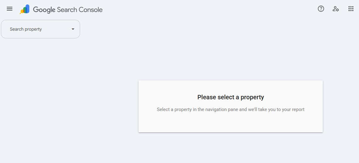 Google Search console domain property view