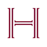 Stylized letter H logo in dark red on a green background.