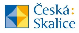 Česká Skalice logo with a blue and yellow geometric design on the left and text on the right.