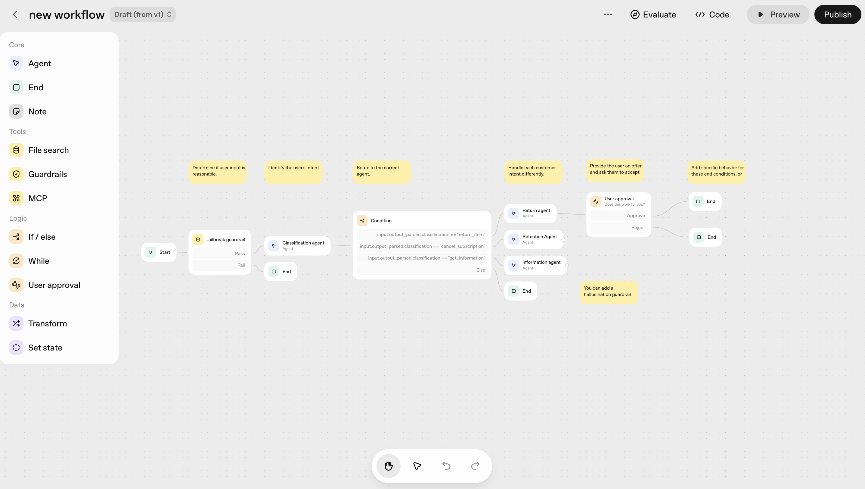 Agent builder in OpenAI platform