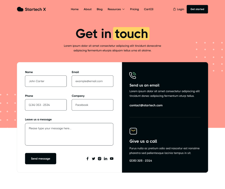 Startech X - Contact V1 Page - Home Page - Tech Startup Webflow Template