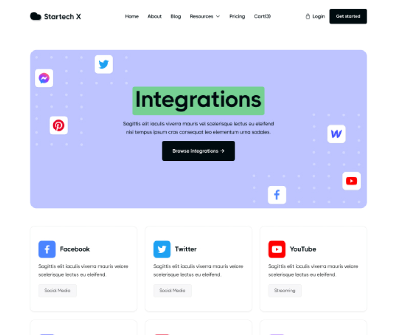 Startech X - Integration Page - Home Page - Tech Startup Webflow Template