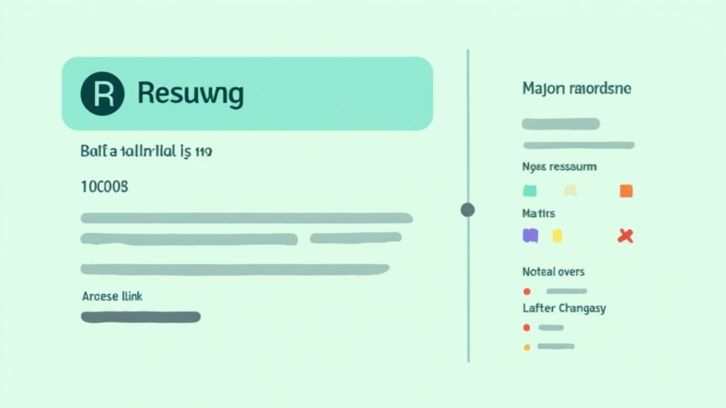 A person highlighting keywords on a job description with a magnifying glass.