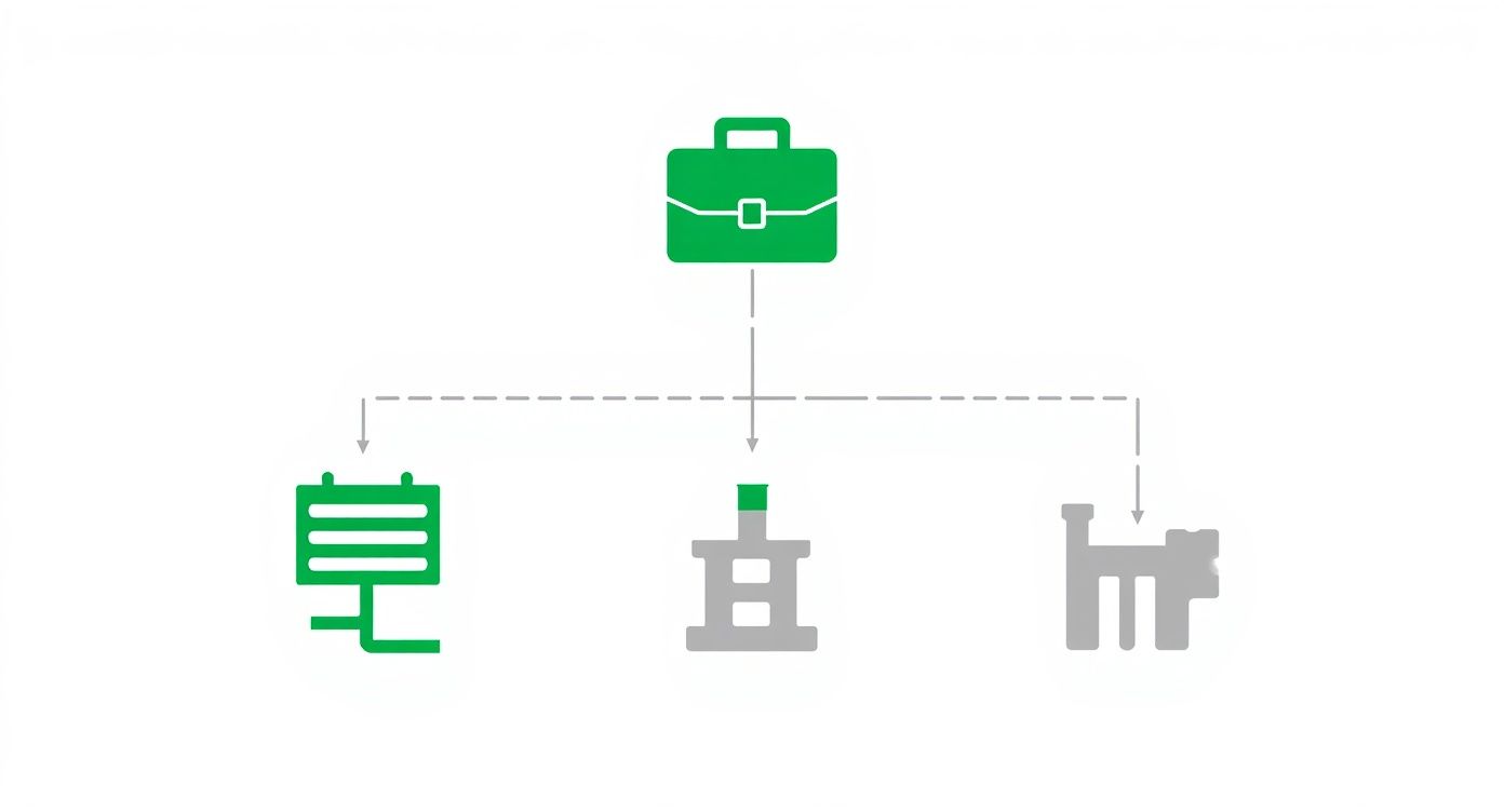 Infographic decision tree showing whether to list publications based on career path, academic or industry.