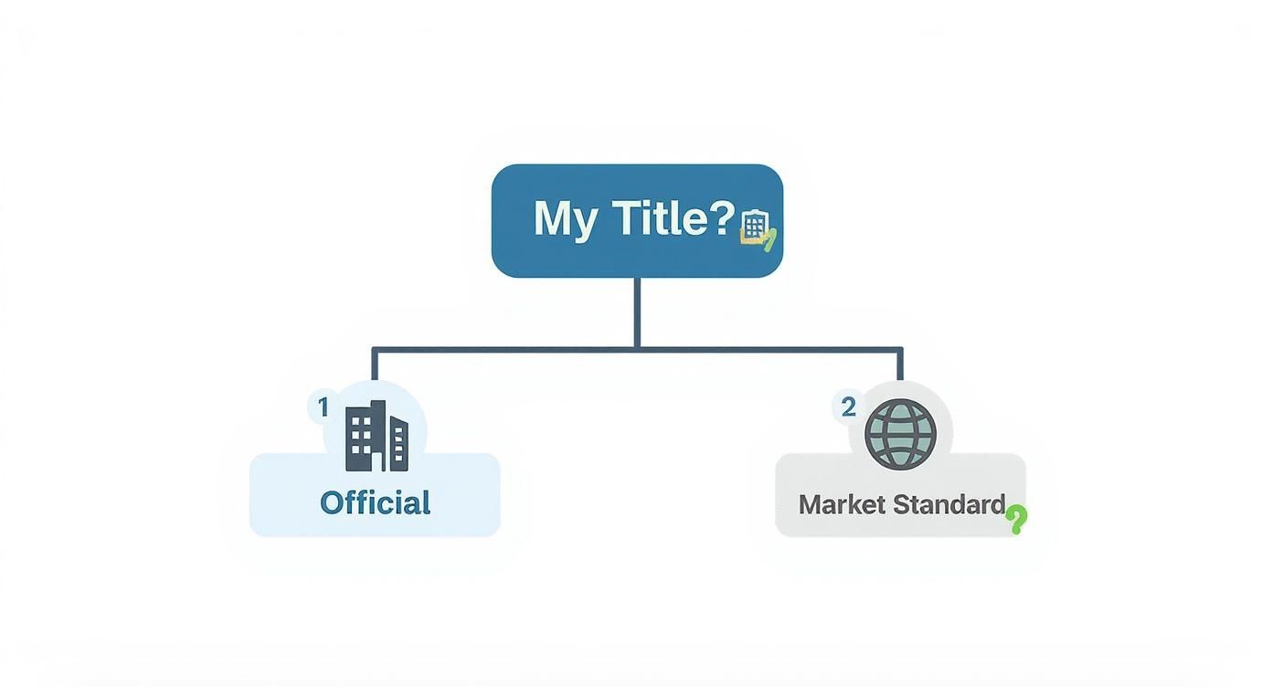 Organizational chart showing job title choices between official title and market standard title