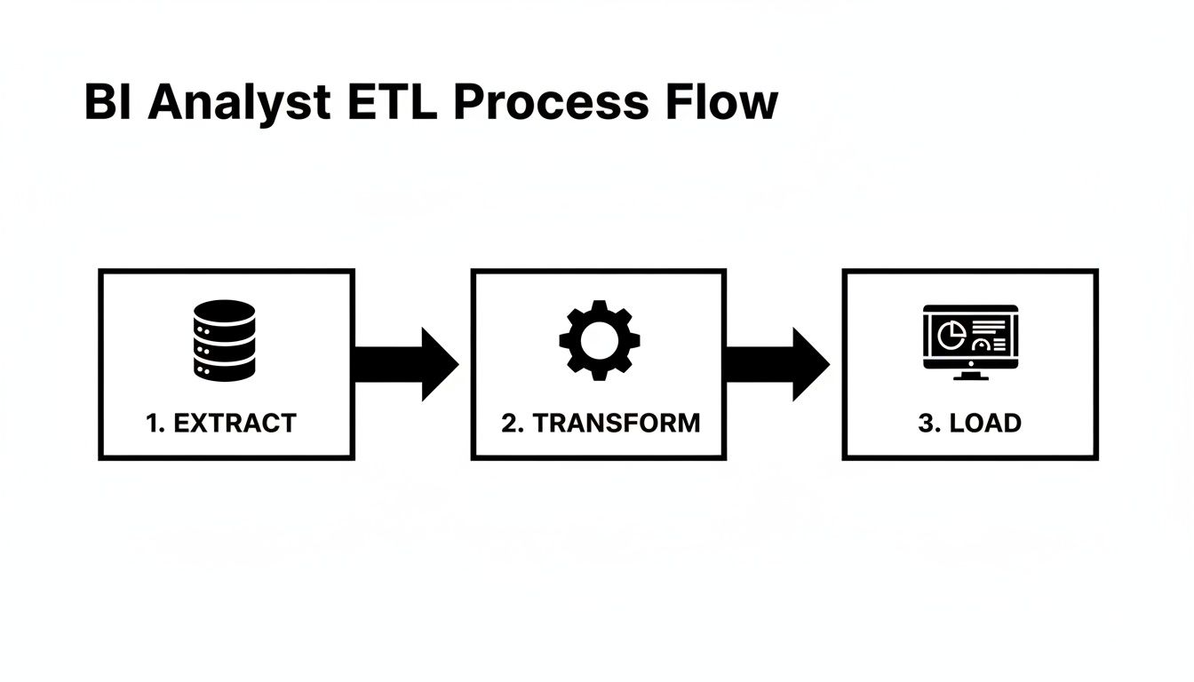 Infographic about what does a business intelligence analyst do