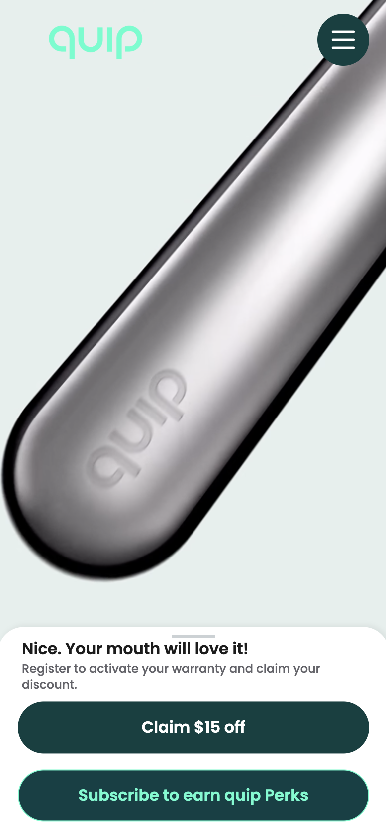 Quip product registration