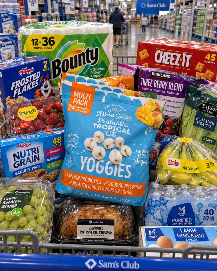 Nature's Garden Yoggies in a Sam's Club shopping cart