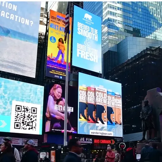 Wandering Bear billboard in Times Square