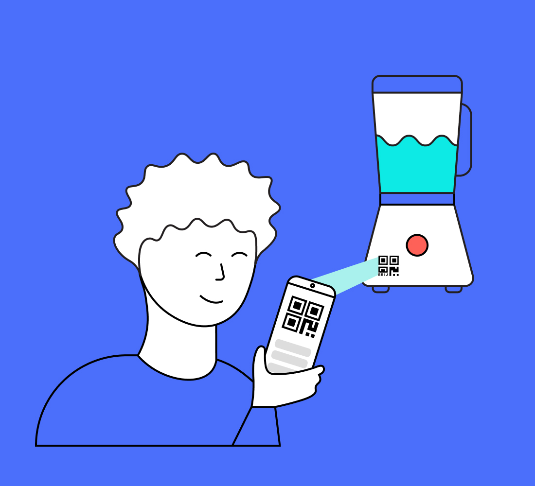 Man Scanning QR Code on product