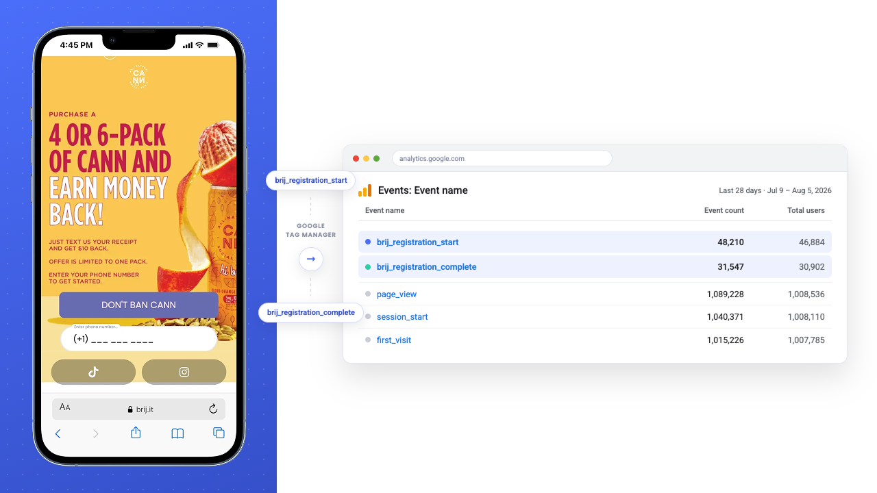 Connect Brij to Google Tag Manager for GA4 analytics on Brij experiences.
